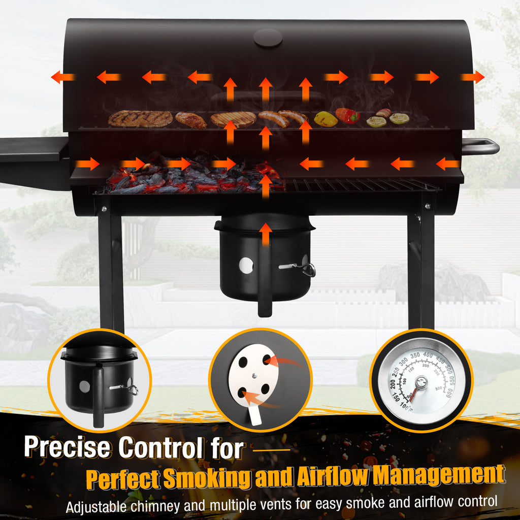 laraVist Portable Charcoal Grill, 589.32 SQ IN Cooking Area with Foldable Side Tables & Removable Ash Pan