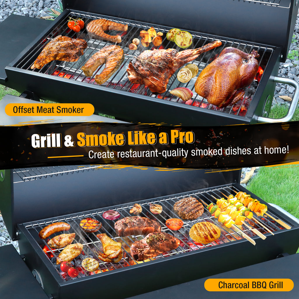 laraVist Portable Charcoal Grill, 589.32 SQ IN Cooking Area with Foldable Side Tables & Removable Ash Pan