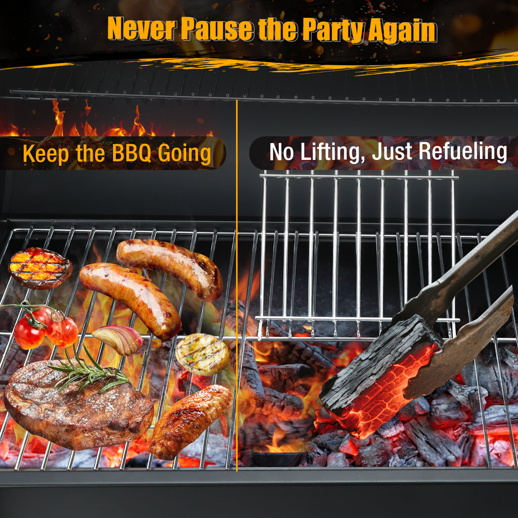 laraVist Portable Charcoal Grill, 589.32 SQ IN Cooking Area with Foldable Side Tables & Removable Ash Pan