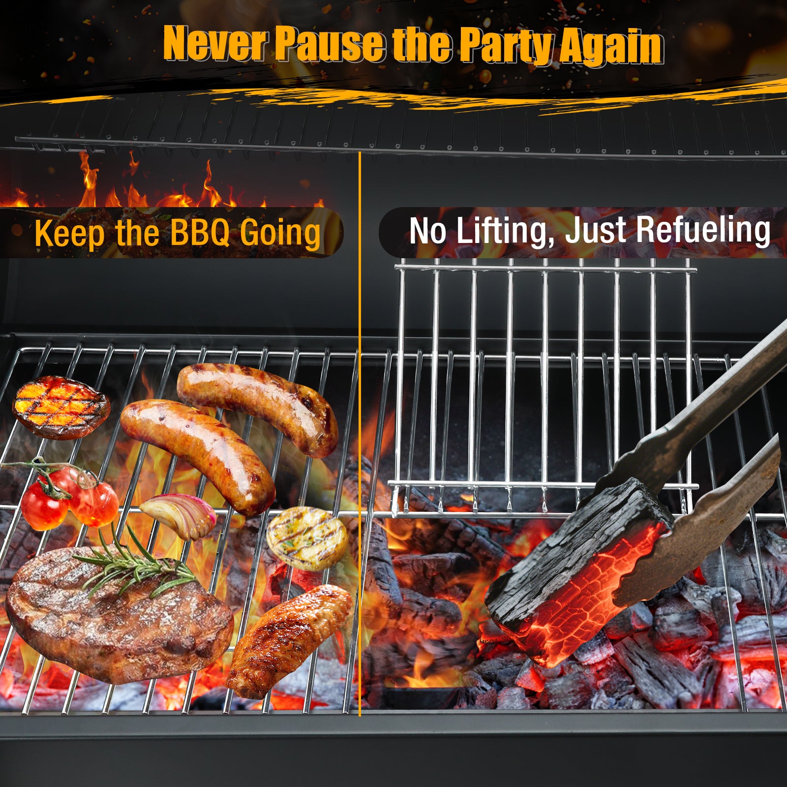 laraVist Portable Charcoal Grill, 589.32 SQ IN Cooking Area with Foldable Side Tables & Removable Ash Pan