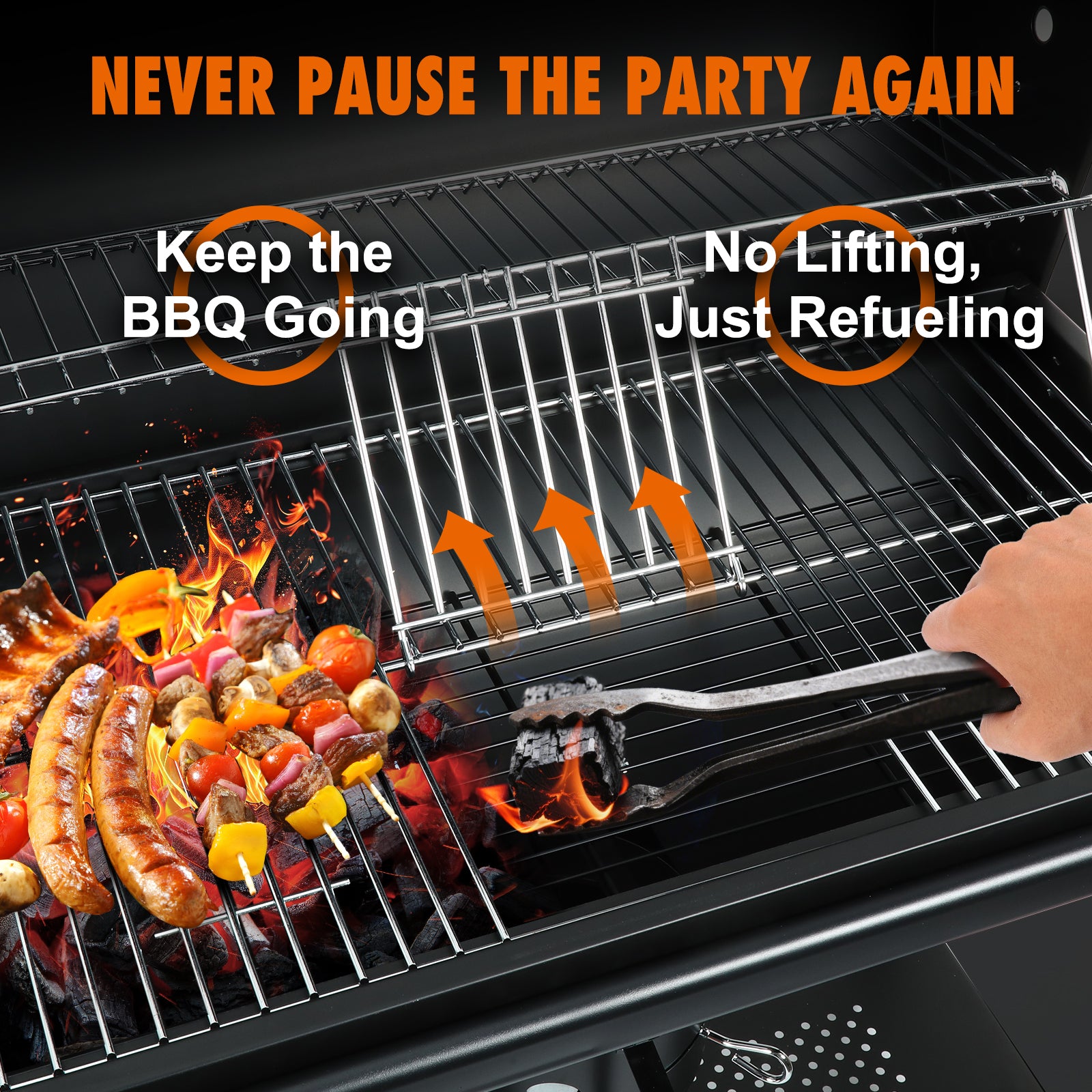 laraVist Barrel Charcoal Grill with 608.4 SQ In Cooking Area, Adjustable Airflow & Portable Wheels