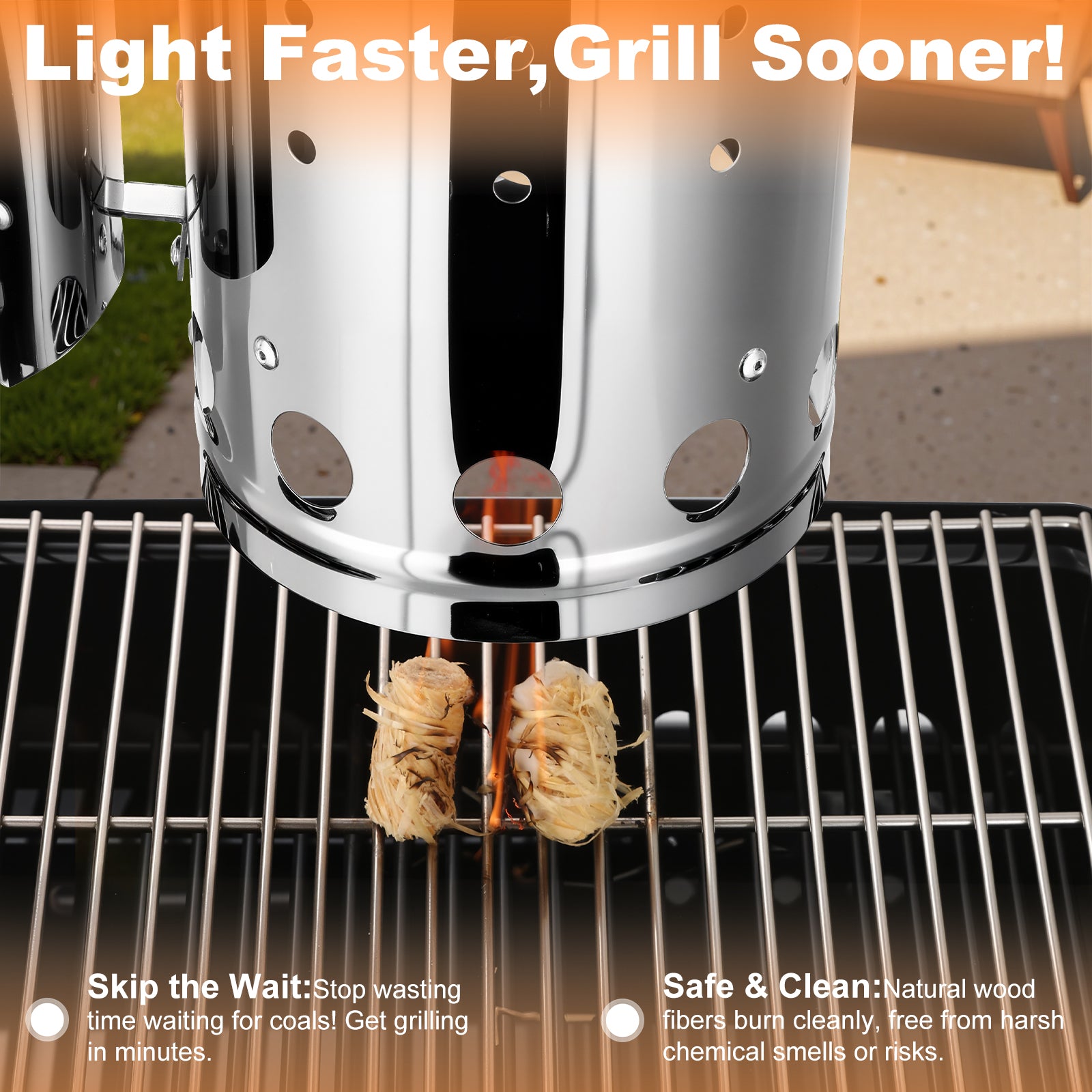 laraVist Stainless Steel Charcoal Chimney Starter for Grill, 10.62 Inch Rapid Fire Lighter