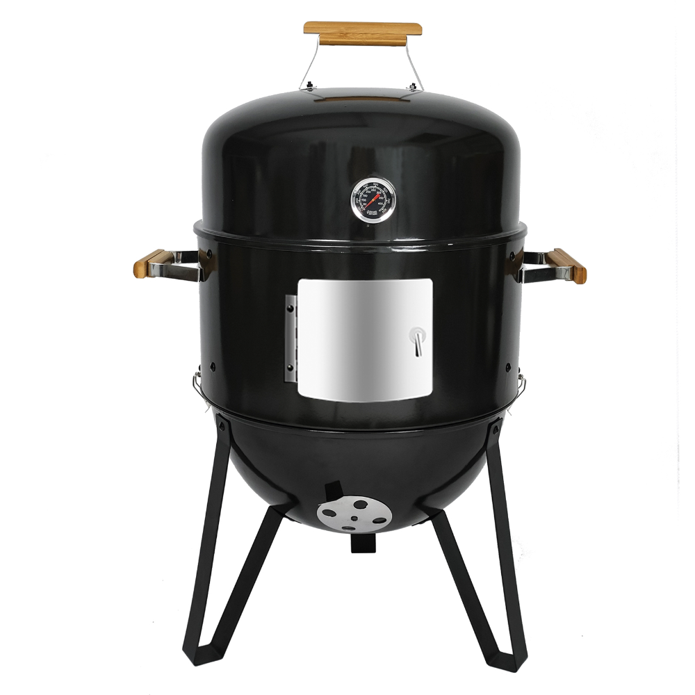 laraVist 17 Inch Vertical Charcoal Smoker Grill Combo with Porcelain-Enameled Coating