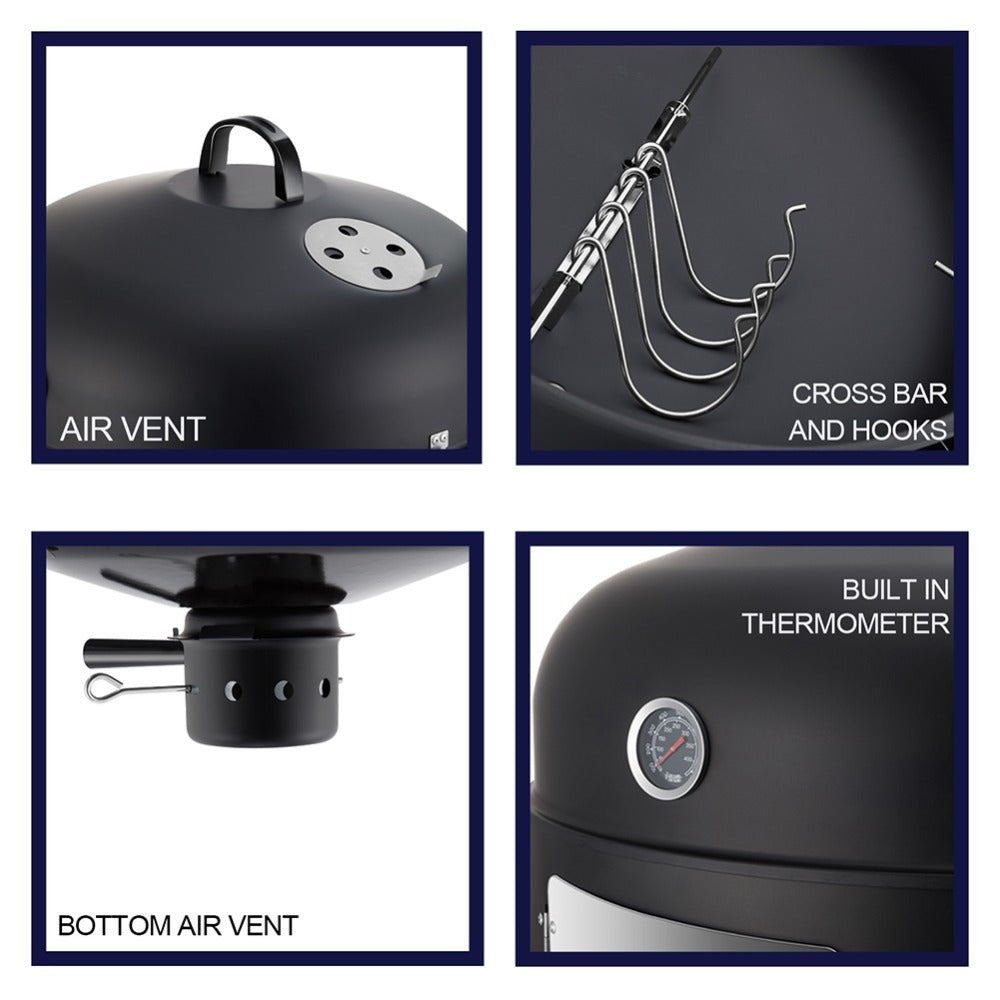 laraVist 20 Inch Charcoal Vertical Smoker Grill with Adjustable Vents