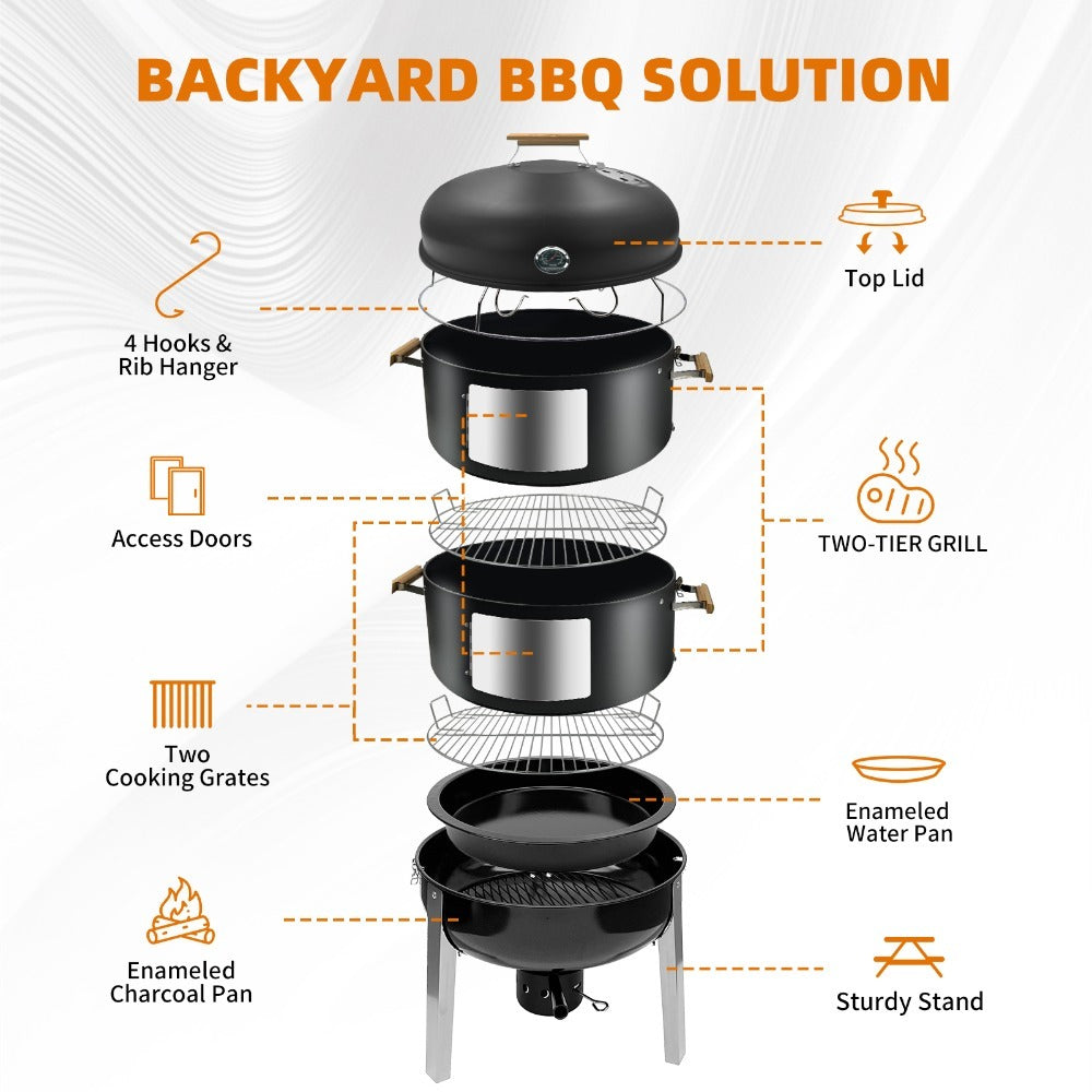 laraVist 20.5 Inch BBQ Smoker and Grill Combo for Outdoor Cooking